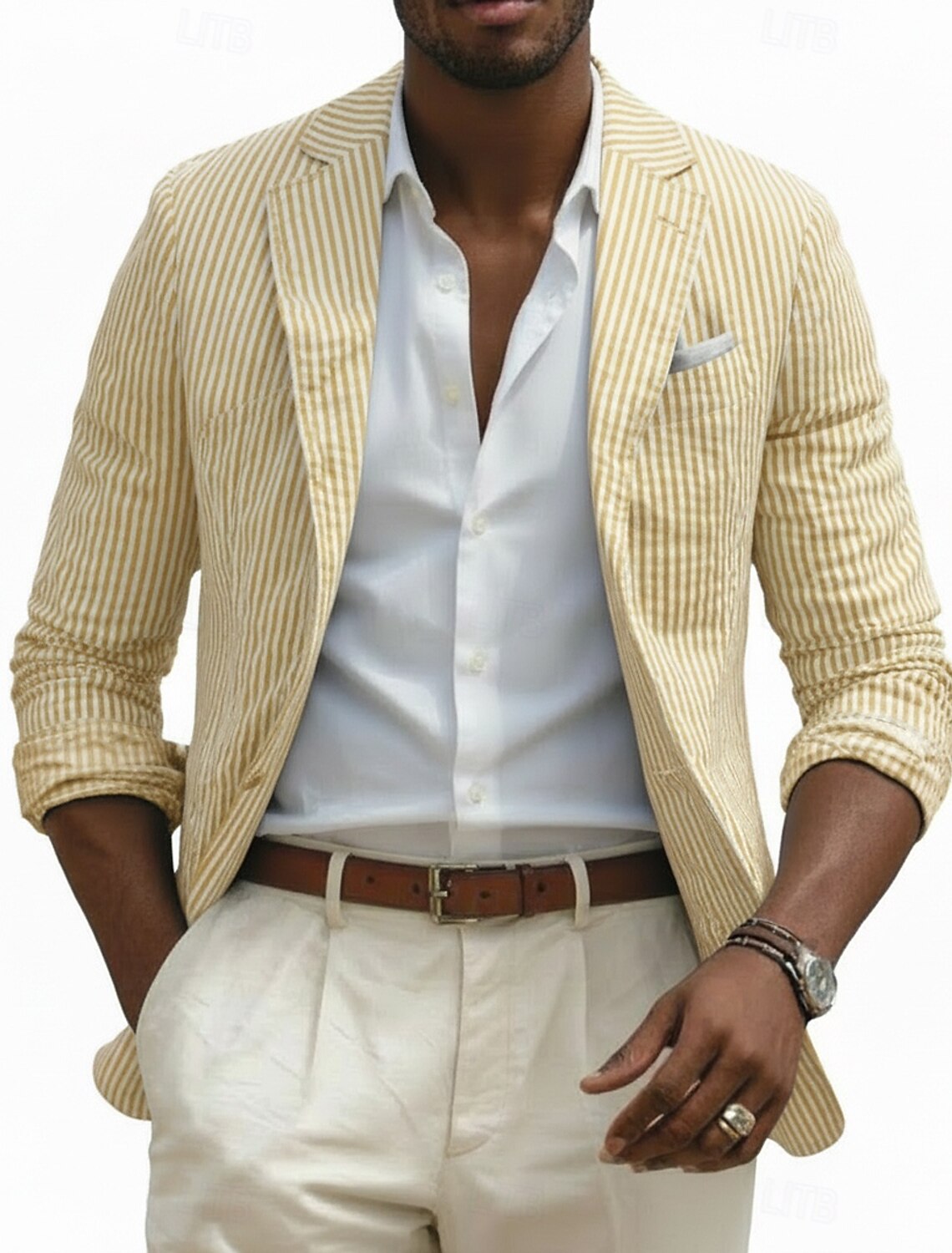 Men's Tuxedos Linen Suits Beach Wedding Light Khaki Sky Blue Summer