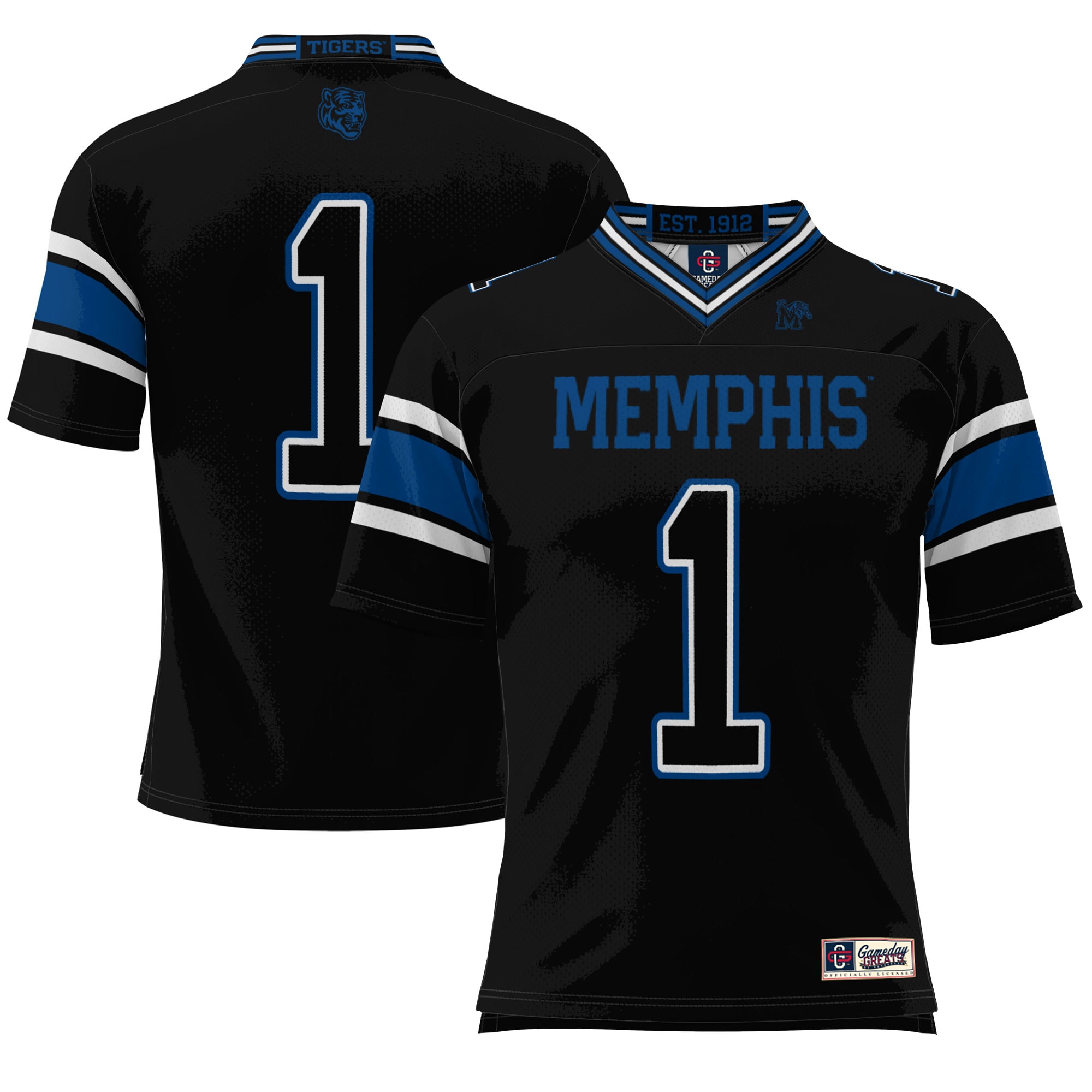 #1 Memphis Tigers GameDay Greats Endzone 2026 Season Football Jersey - Black