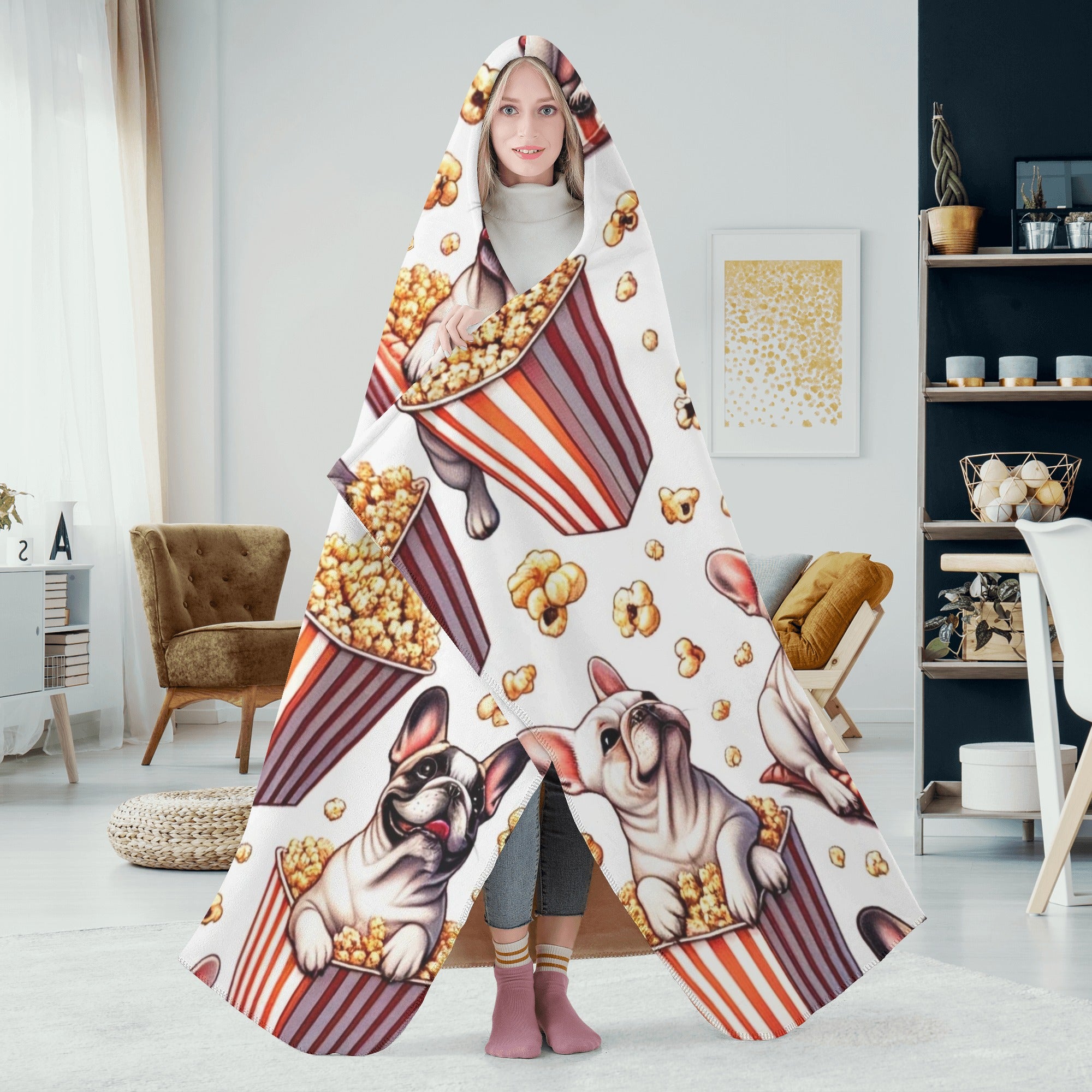 Stylish Lifestyle-Driven Lady - Hooded Blanket for Casual Outings