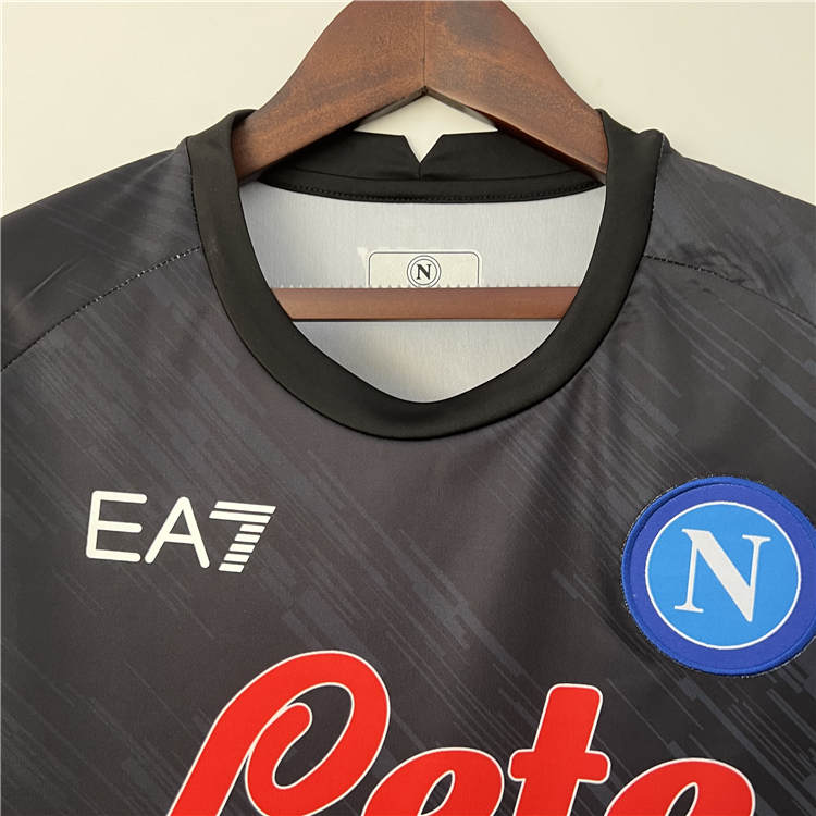 Breathable Napoli 2324 Soccer Shirt Third Black Football Shirt