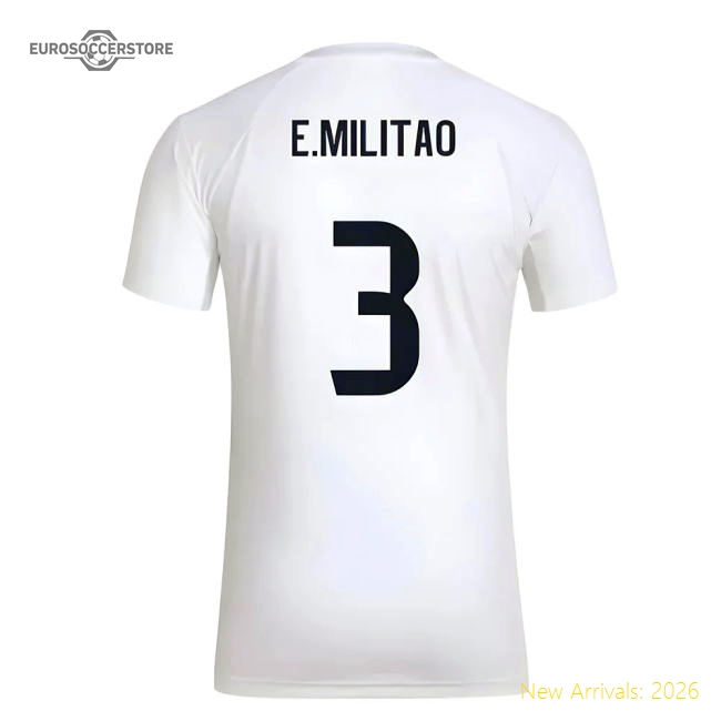 High-Quality 2025-2026 Real Madrid Seasonal Graphic Tee (White) (E.Militao