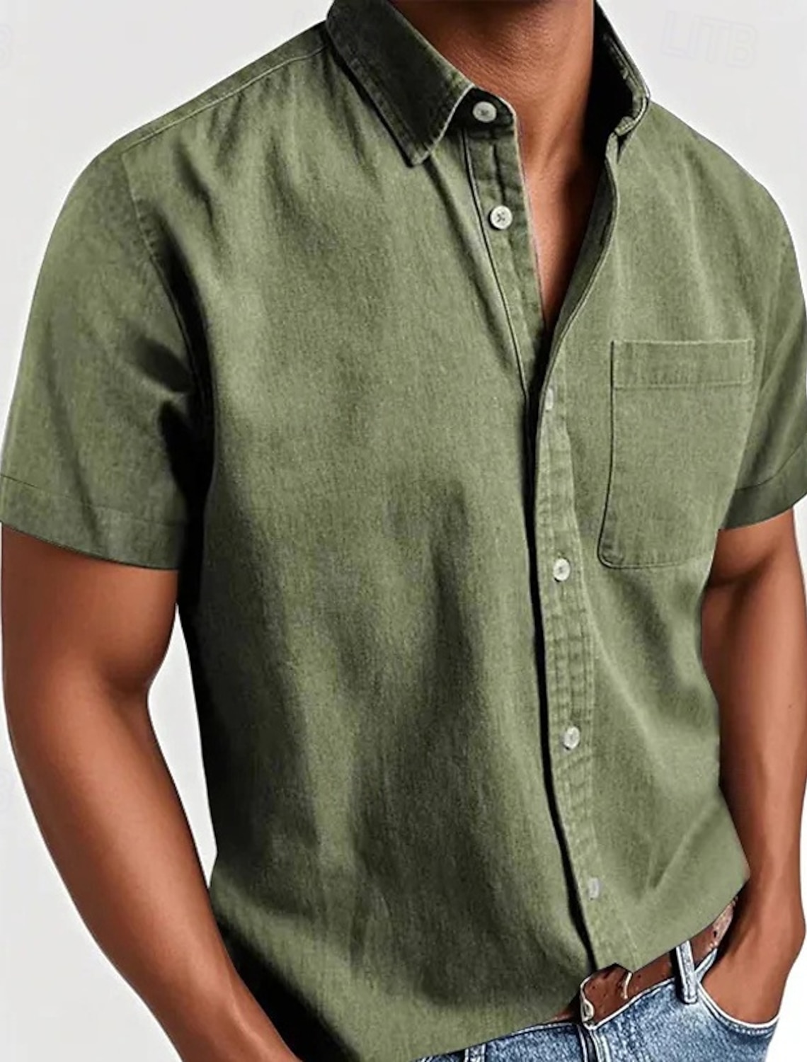 Men's Shirt Casual Shirt Button Up Shirt White Pink Red Sky Blue Green Short Sleeve Plain Lapel Casual Daily Front Pocket Clothing Apparel Elegant Fashion Casual
