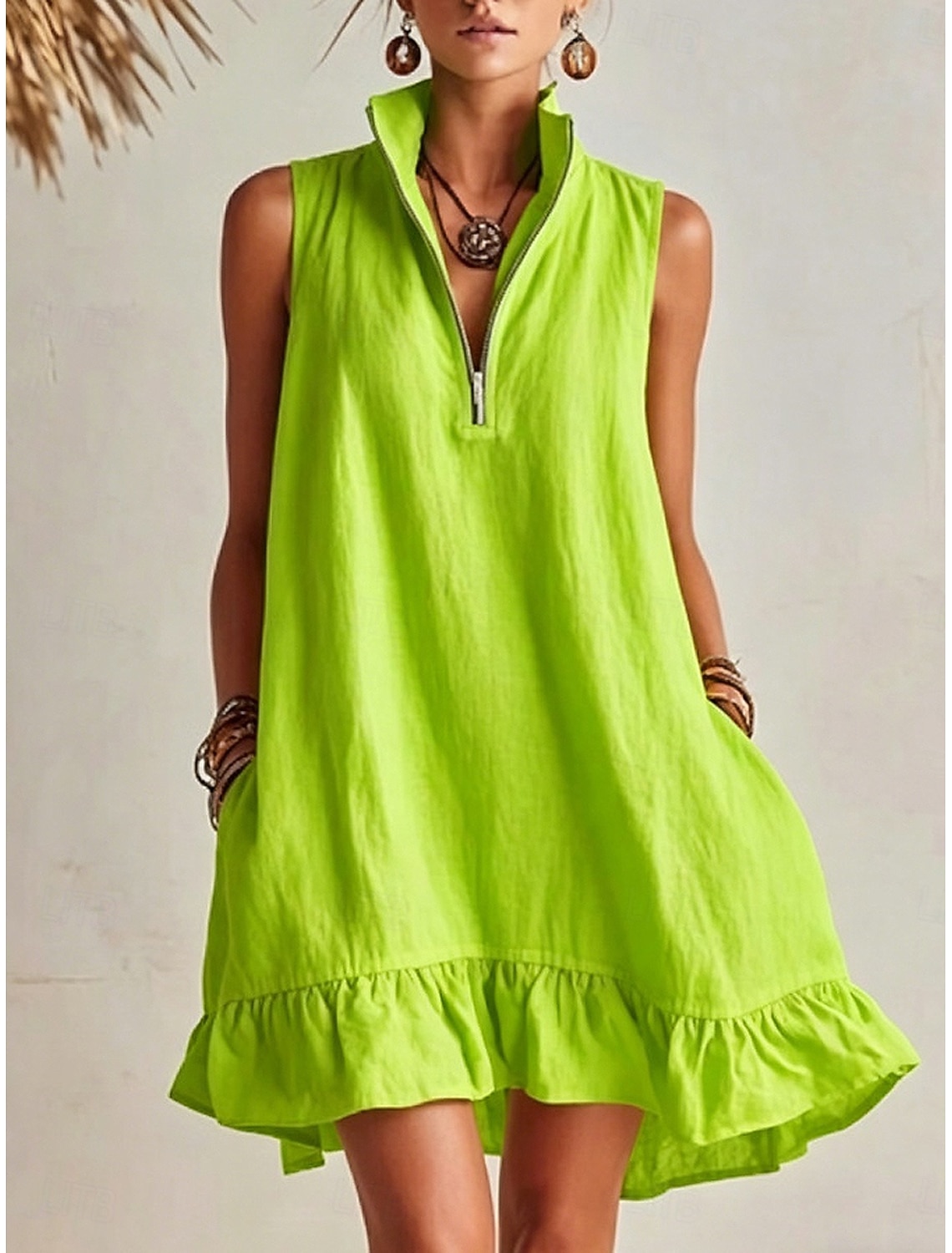 Women's Mini Dress Casual Dress Vest Dress Summer Dress Basic Classic Daily Vacation Loose Fit Plain Sleeveless V Neck Blue Pink Orange Green Summer Spring
