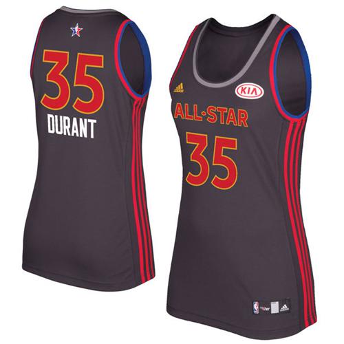 Golden State Warriors #35 Kevin Durant Charcoal 2017 All-Star Womens Stitched NBA Jersey Womens