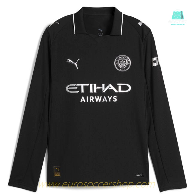 2025-2026 Man City Long Sleeve Away Shirt (Kids) (De Bruyne 17)