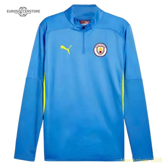 2024-2025 Man City Training 14 Zip Authentic Top Magic Blue