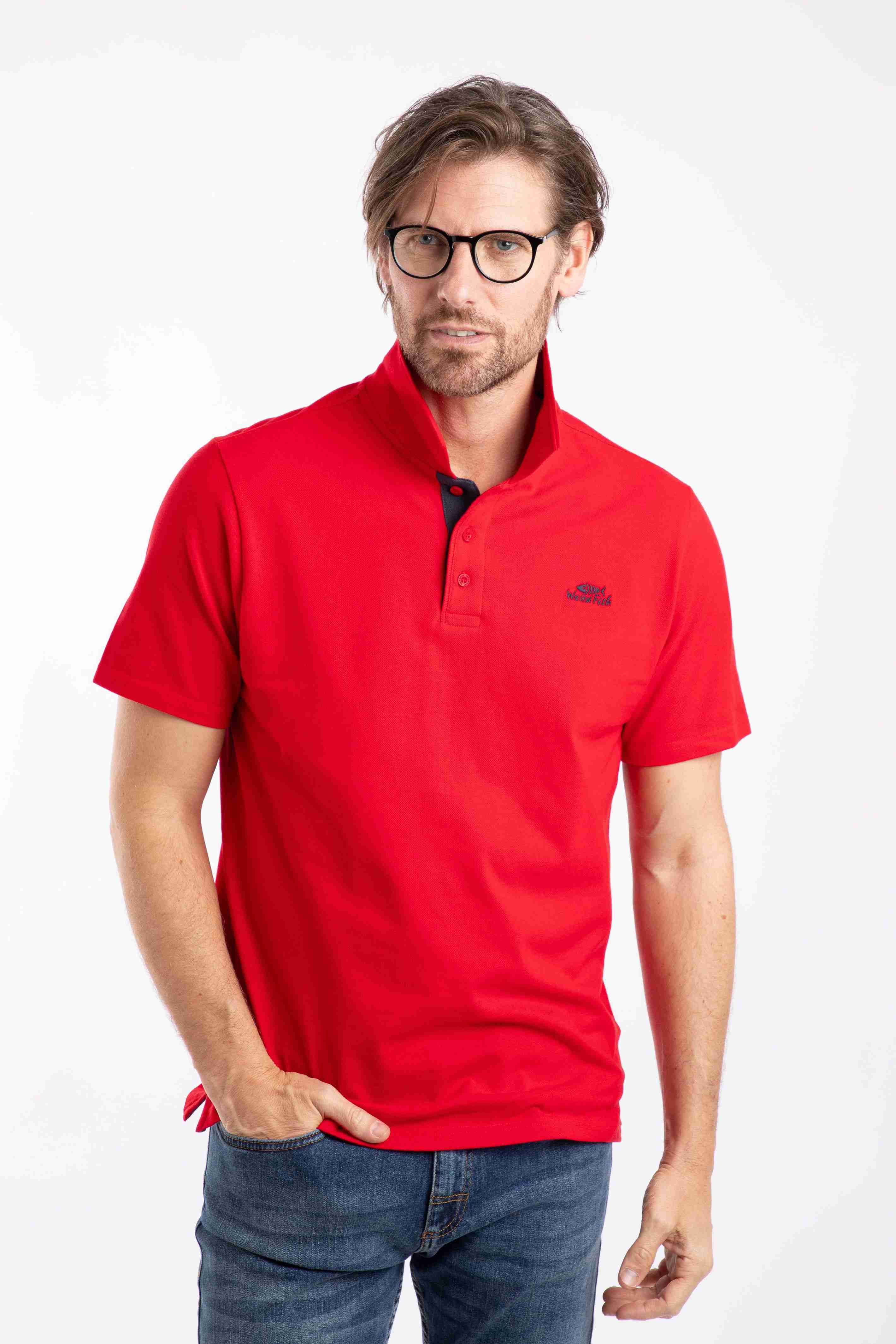 Miles Pique Polo Shirt Barberry Red Marl
