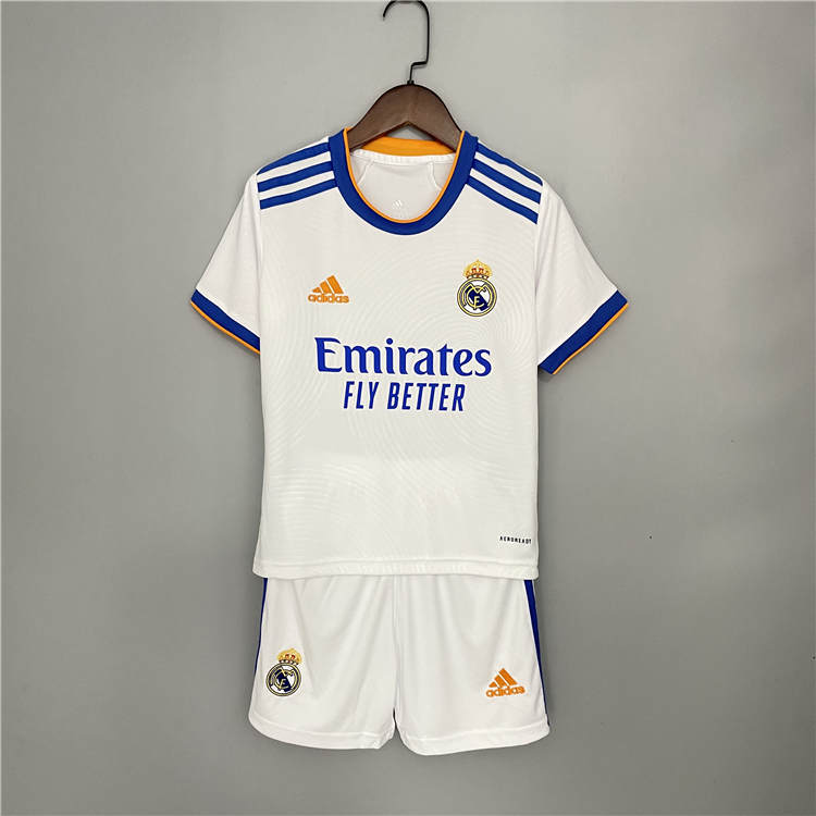 KidsYouth Real Madrid 21-22 Home White Soccer Football KitShirtShort
