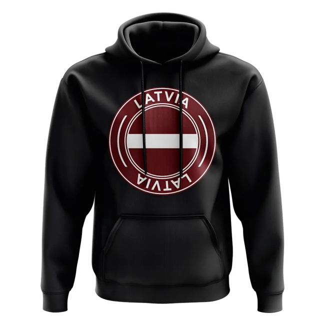 Latvia Football Badge Hoodie (Black) Euro Euro Netherlands
