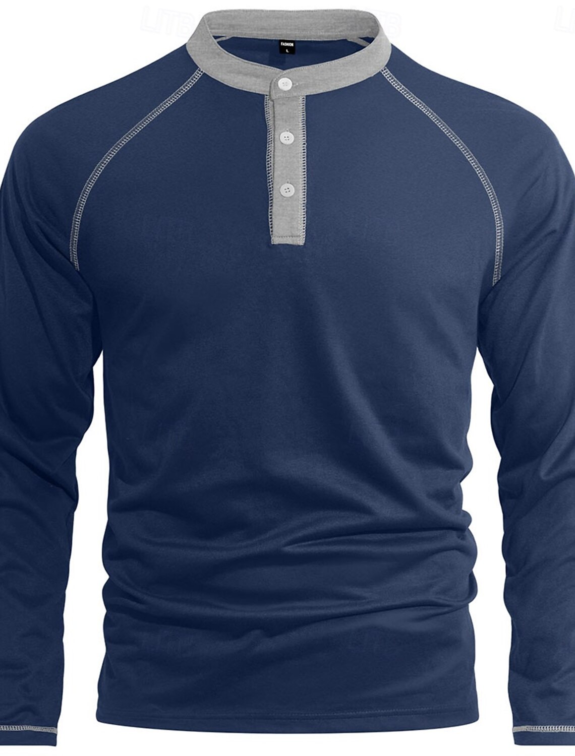 Men's T Shirt Henley Long Sleeve Crew Neck Summer Spring Solid Color