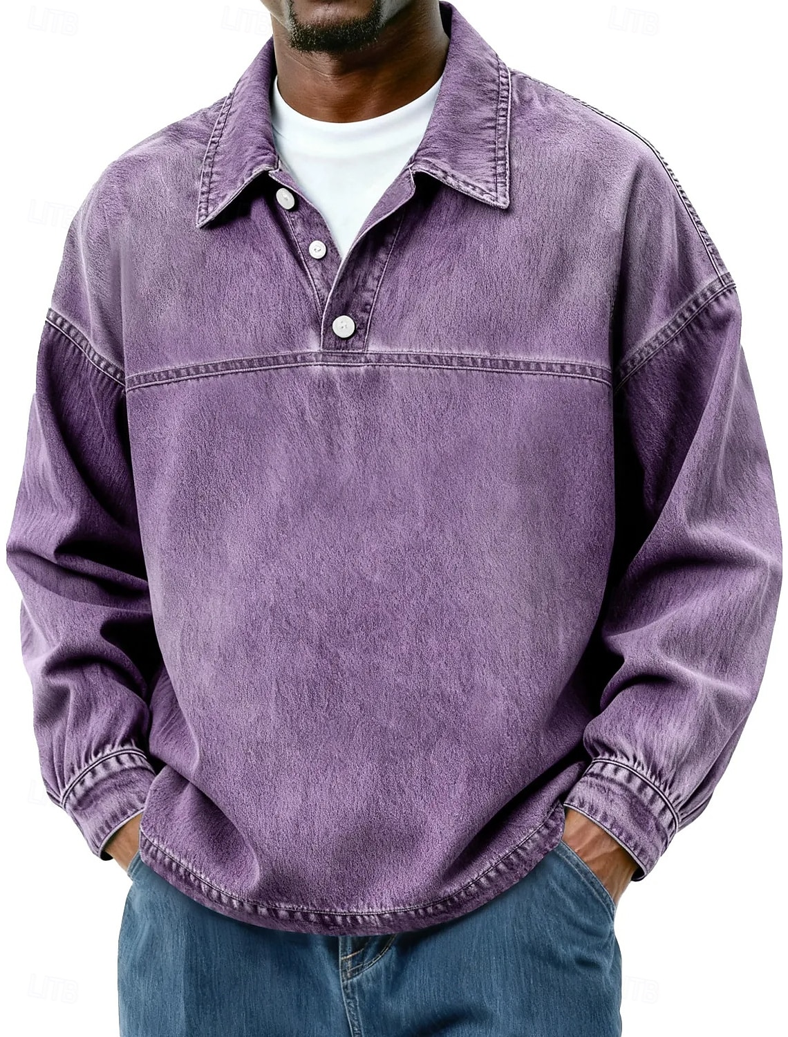 Men's Cotton Polo Shirt Casual Vacation Classic Long Sleeve Fashion