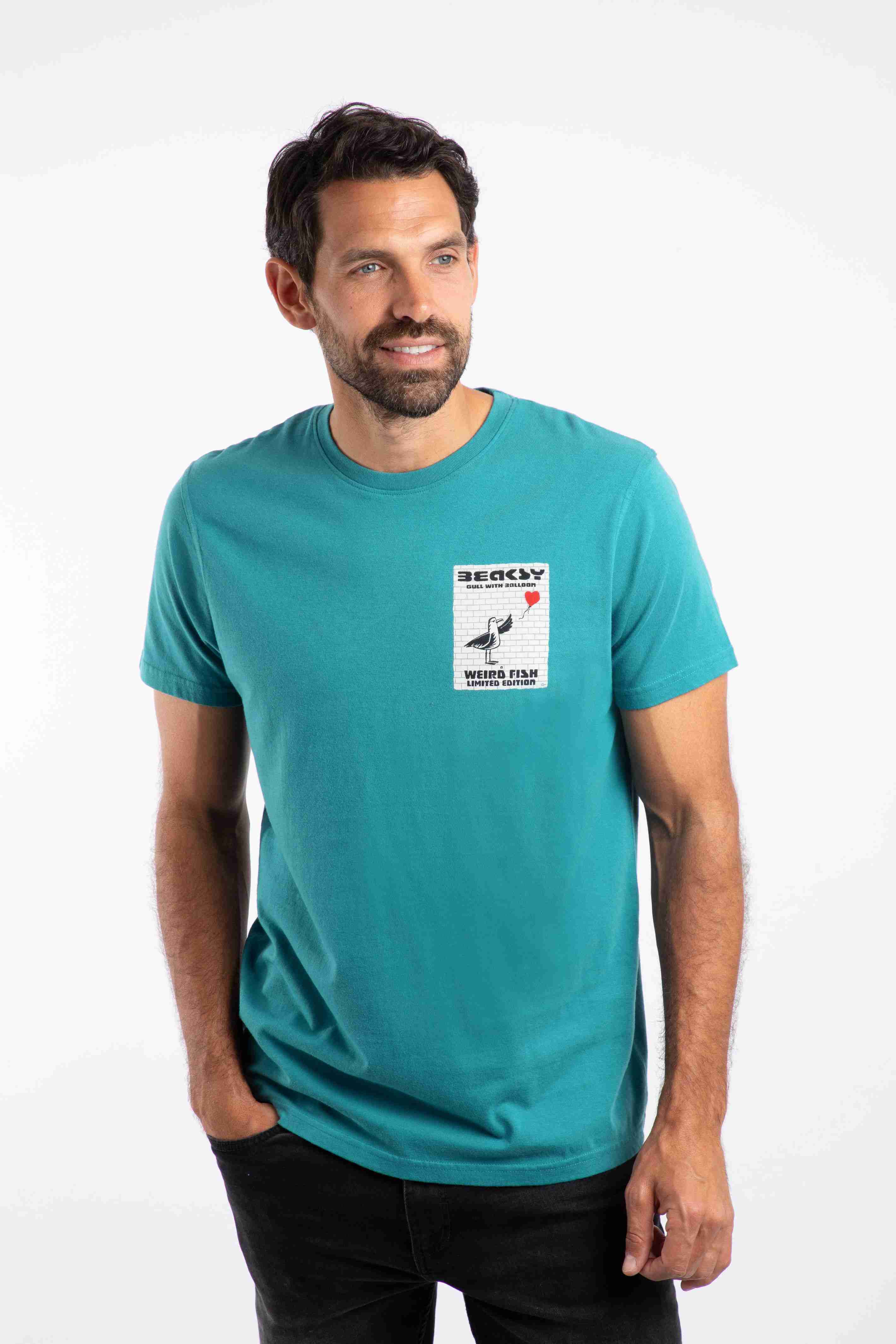 Beaksy Back Print Artist T-Shirt Deep Teal