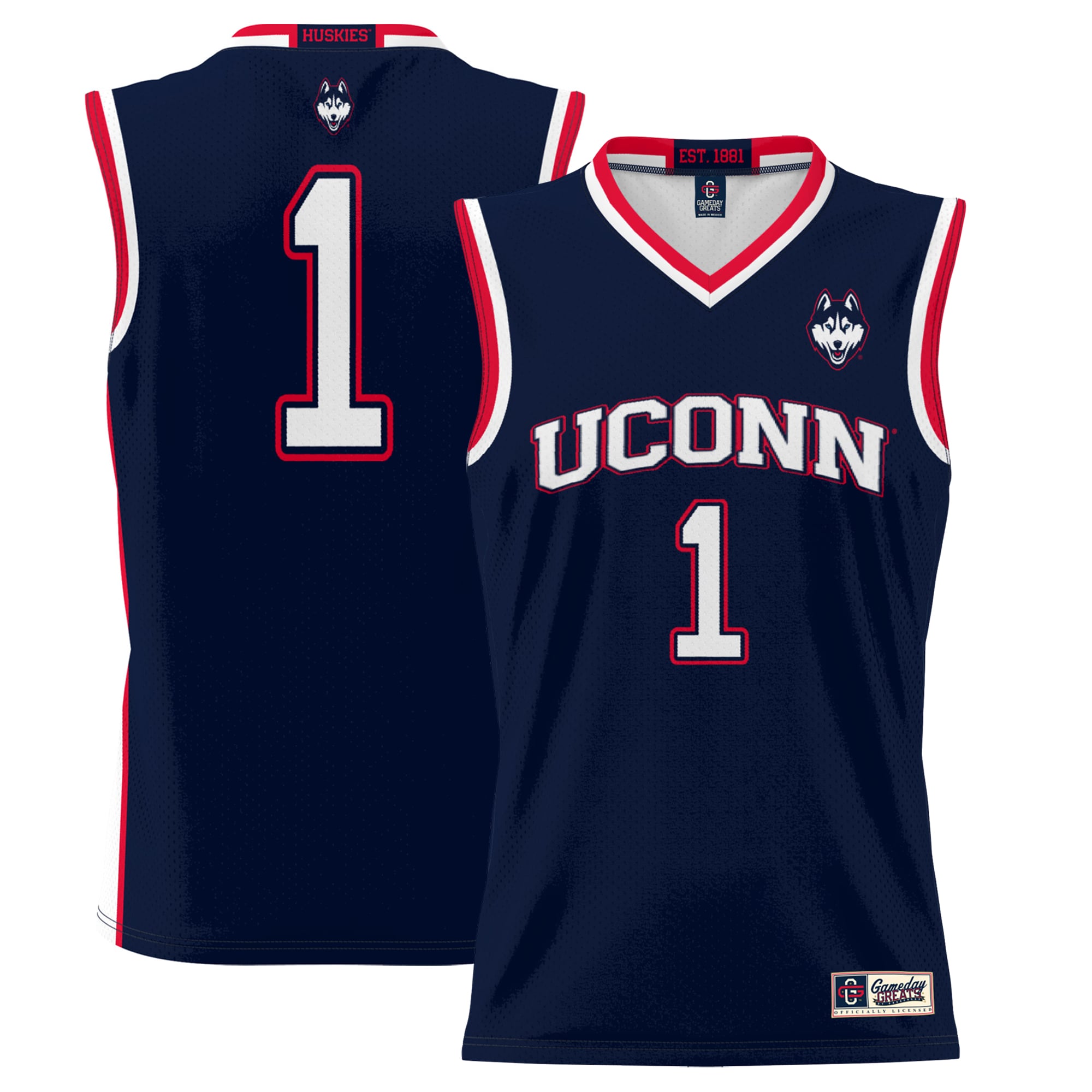 #1 UConn Huskies GameDay Greats Youth Lightweight Basketball Jersey - Navy