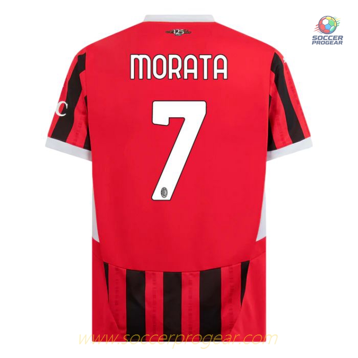 AC Milan Children's Editionren's Home Football Jersey Football Jersey 2024-2025 Season Morata Black