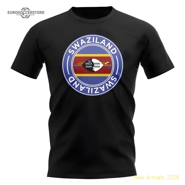 Premium Swaziland Football Badge T-shirt (black) - Premium Collection