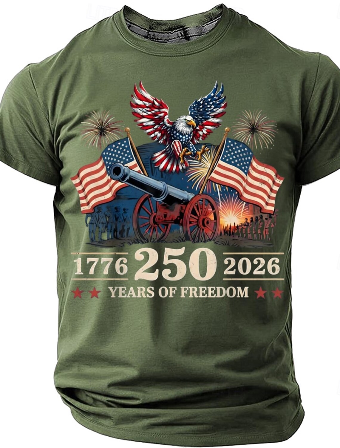 4th of July 2026 250th Memorial Day Men's 3D Print US Flag Crew Neck Short Sleeve T-Shirt Daily Street