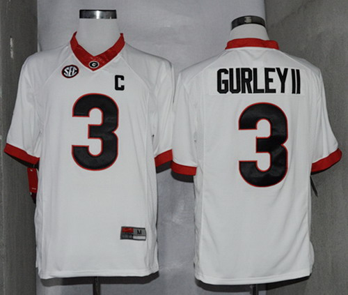 Men's UGA Bulldogs White 2014 high quality Todd Gurley #3 match worn