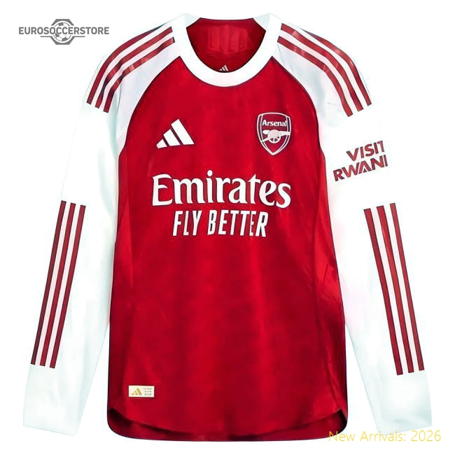 Official 2025-2026 Arsenal Home Shirt (authentic Long Sleeve)