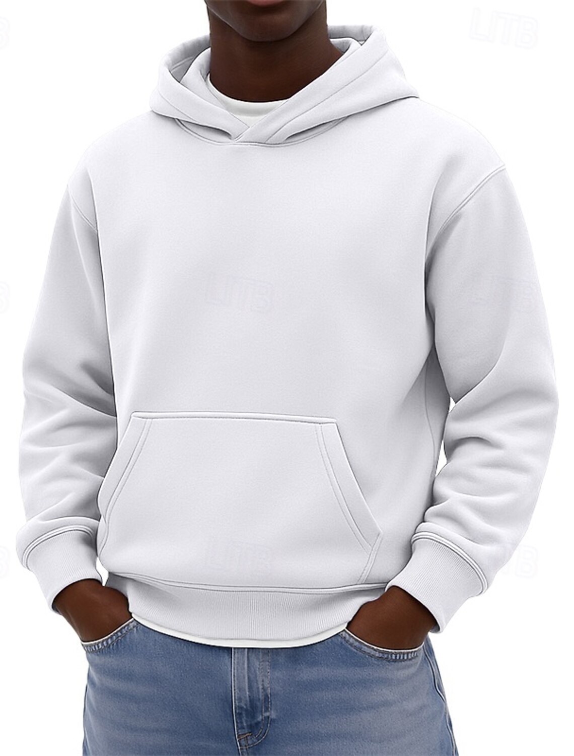 Men's Hoodie Pullover Black White Burgundy Navy Blue Royal Hooded