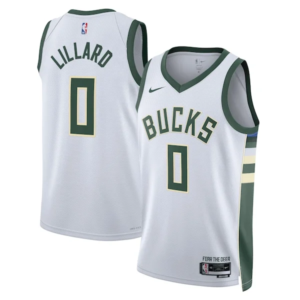 Performance Damian Lillard MIL Swingman Jersey - White - Fan Favorite