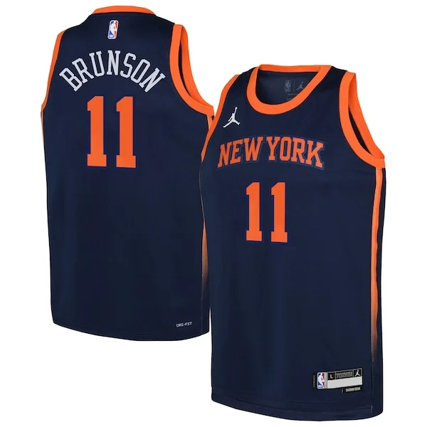 Top-Grade Jalen Brunson NYK NBA Jersey - Navy - Affordable Price