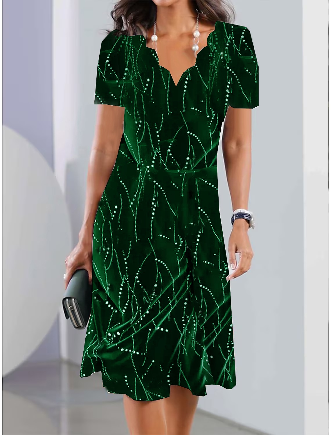 Women's Mini Dress Petite Dress Sundress A Line Dress Summer Dress Vintage Fashion Streetwear Outdoor Vacation Wedding Guest Loose Fit Short Sleeve Sweetheart Black Wine Dark Green Summer