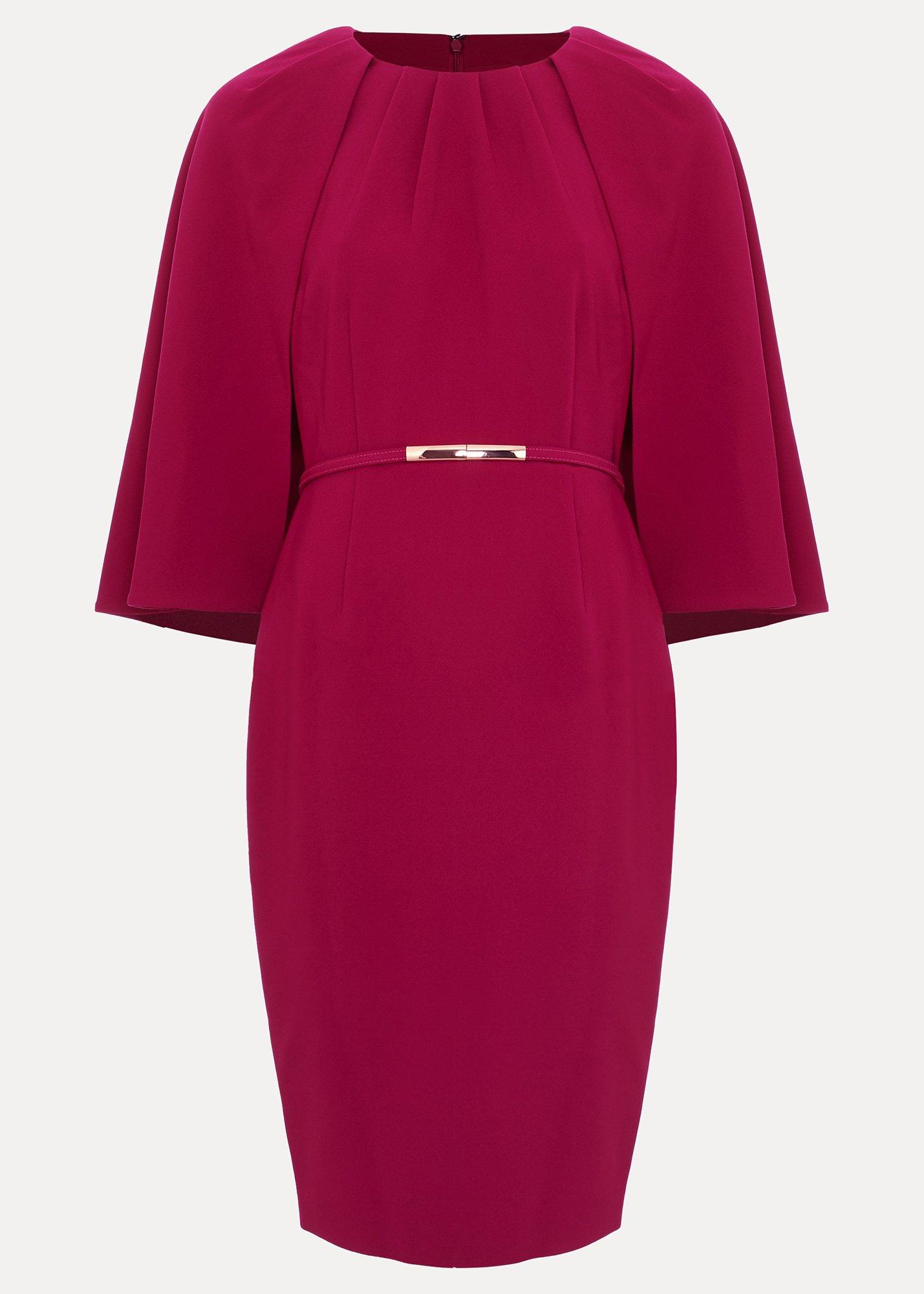 Veronica Pink Cape Belted Midi Dress