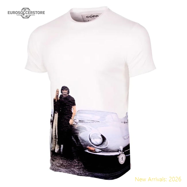 Official George Best E-type All Over Print T-shirt (white) - Premium