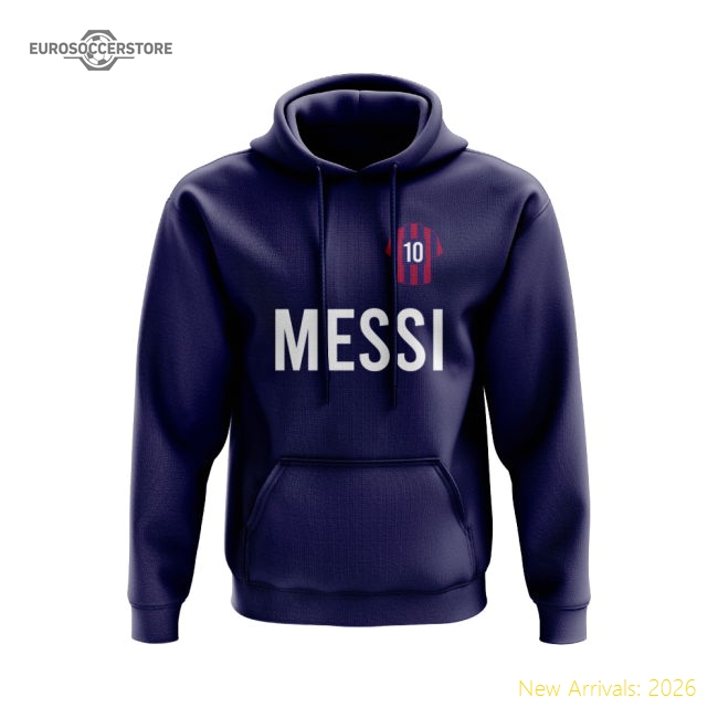 Match-Day Top-Quality Lionel Messi Barcelona Number Hoody (Navy)