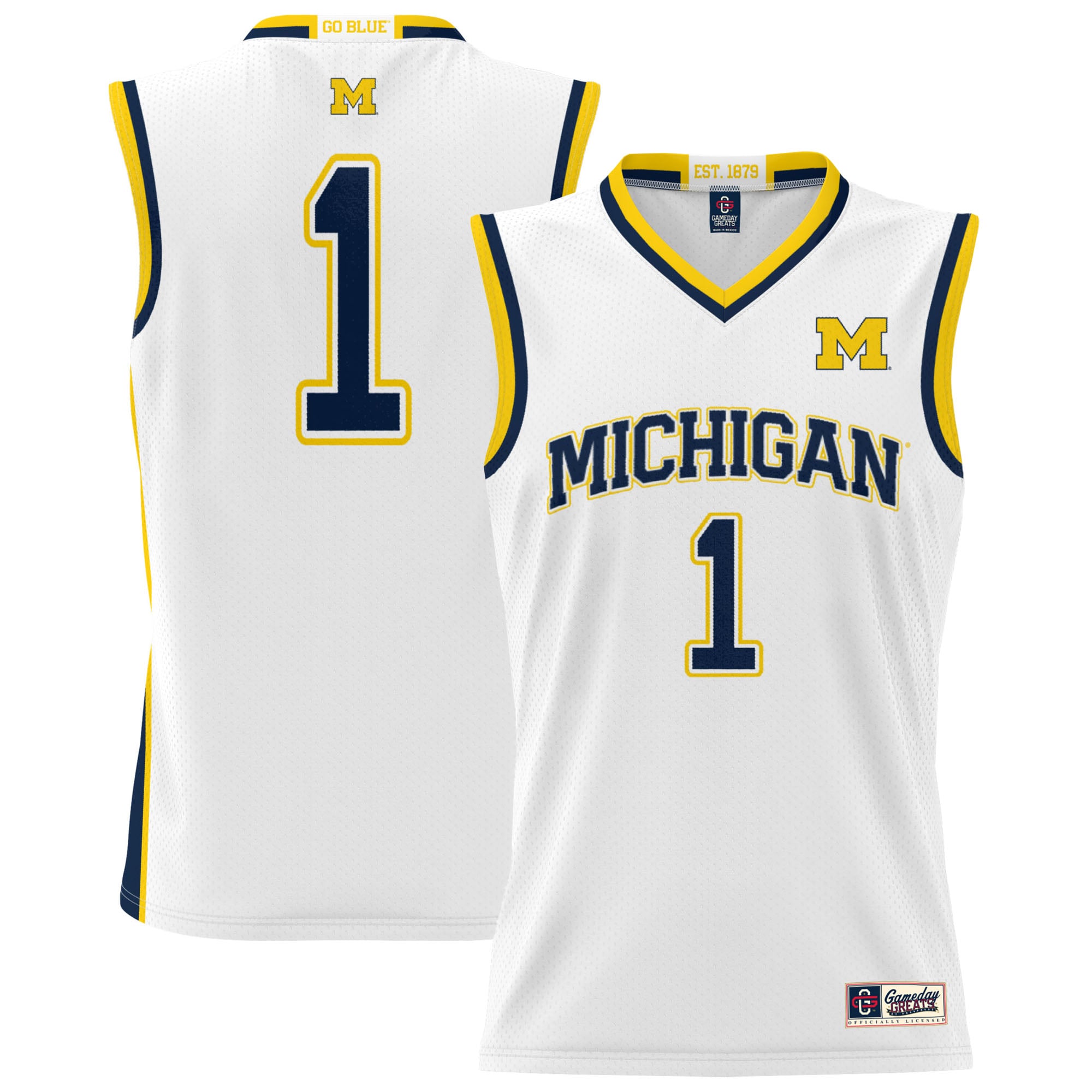 #1 Michigan Wolverines GameDay Greats Youth Lightweight Basketball Jersey - White