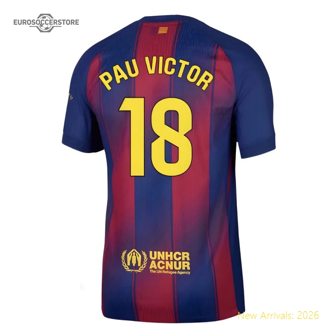 Official Barcelona Home Pau Victor Jersey 2025-2026 Quick-dry