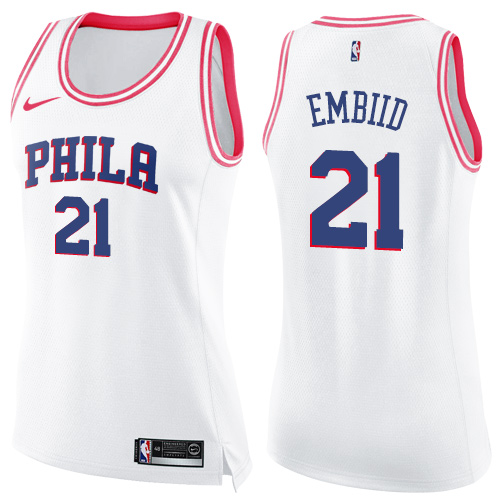 Official Sixers #21 Joel Embiid 2024 Icon NBA Swingman Jersey White -