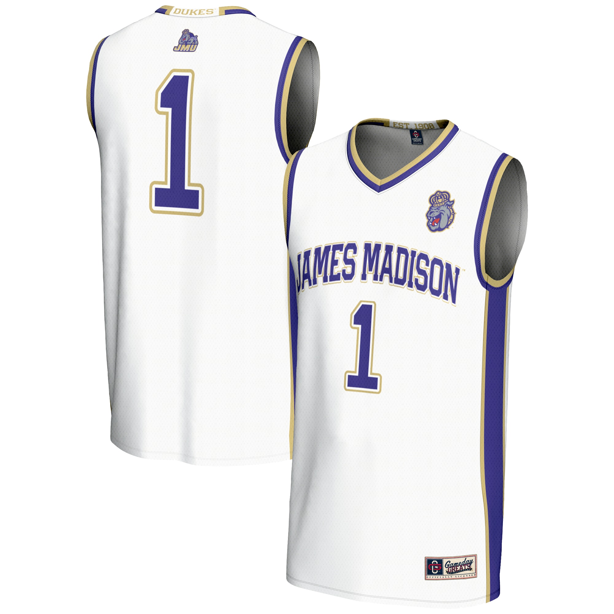 [NJP] Women's James Madison Dukes GameDay Greats Lightweight Basketball Jersey - White