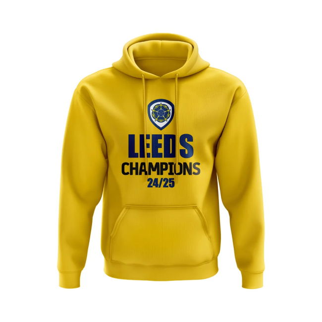 Leeds United Champions 24-25 Hoody (Yellow) | Fan Favorite