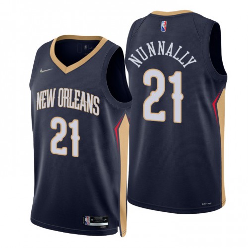 Nike New Orleans Pelicans #21 James Nunnally Navy Mens 2021-22 NBA 75th Anniversary Diamond Swingman Jersey ¨C Icon Edition Mens