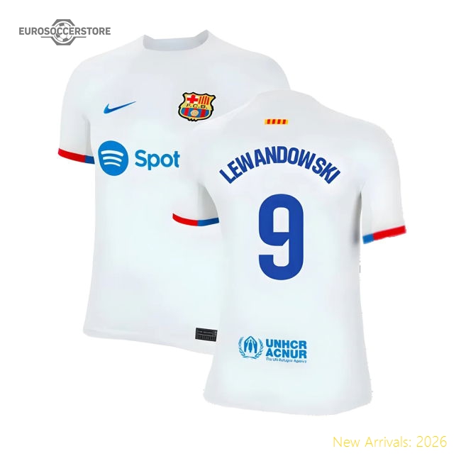 Genuine 2023-2024 Barcelona Away Shirt (Kids) (Lewandowski 9)
