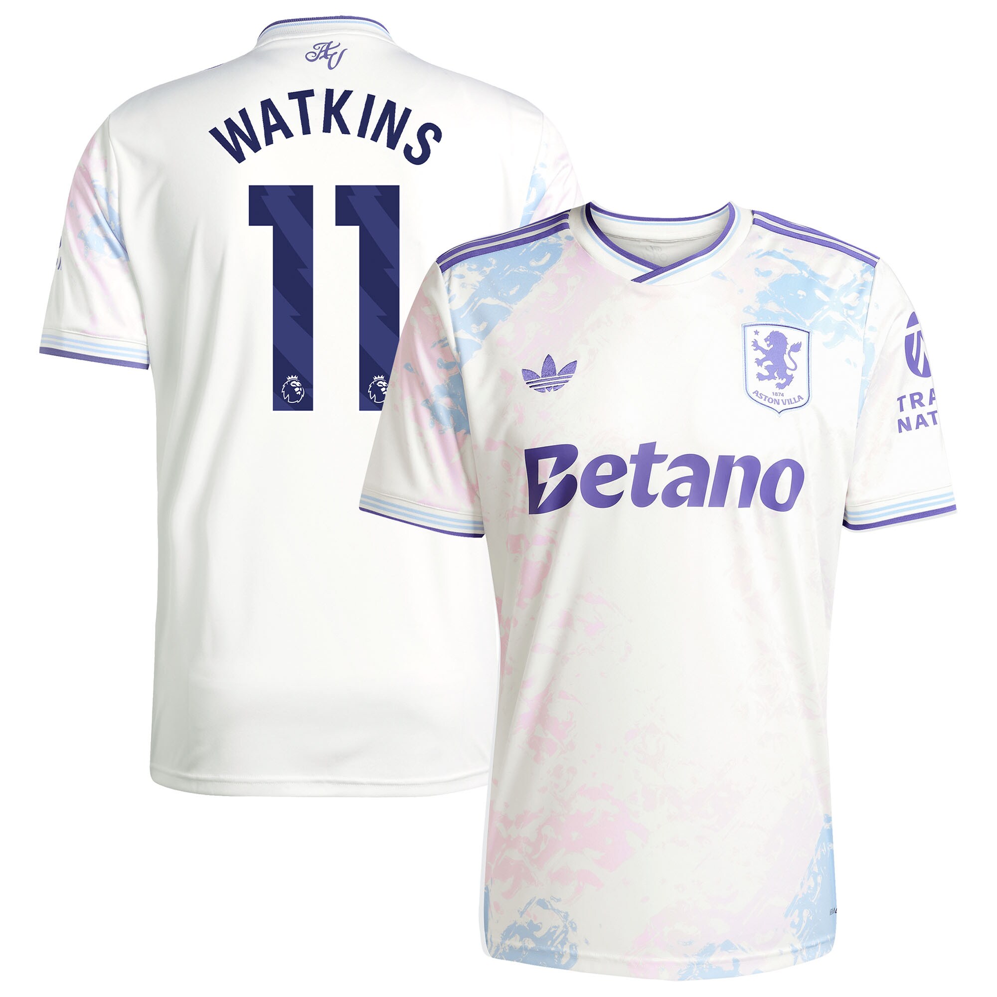 [SJH] Ollie Watkins Aston Villa Male 2025/26 Third Replica Player Jersey - White
