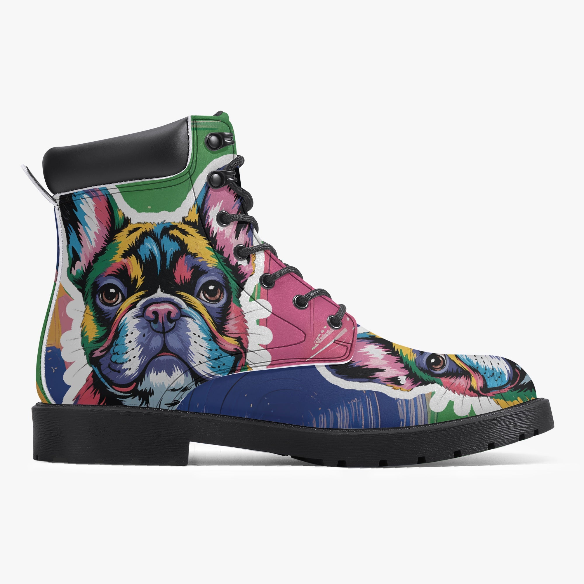 Comfortable Frenchie-Fan Benny - Casual Leather Boot for Dog Owners