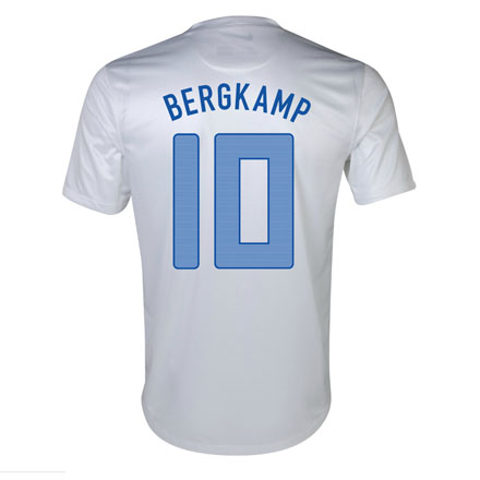 Moisture Wicking 2013 Netherlands 10 Bergkamp Away White Jersey Shirt