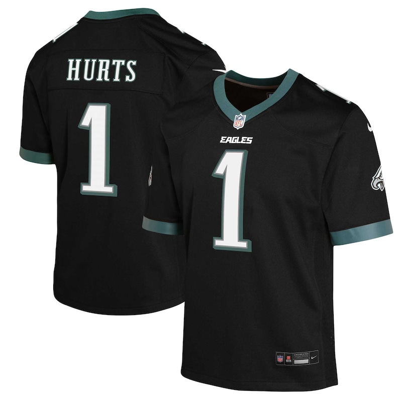 Jalen Hurts Philadelphia Eagles Nike Youth Game Jersey - Bla...