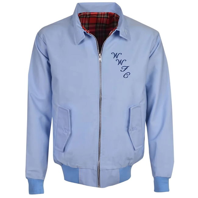 Retro Wycombe Wanderers Light Blue Harrington Jacket for Match Support