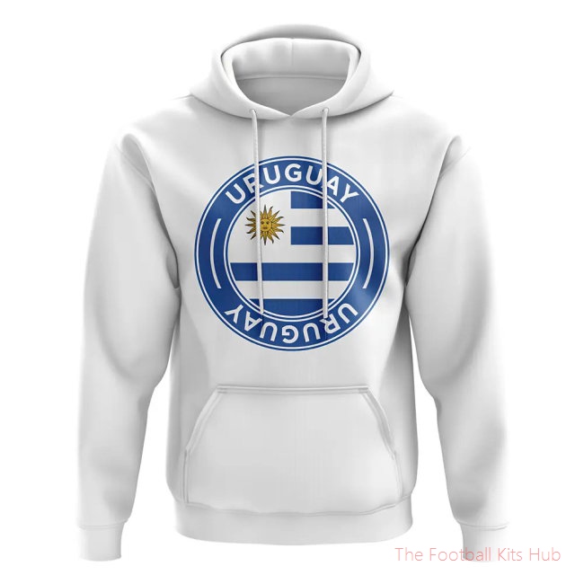 Men Uruguay Football Badge Hoodie (White)