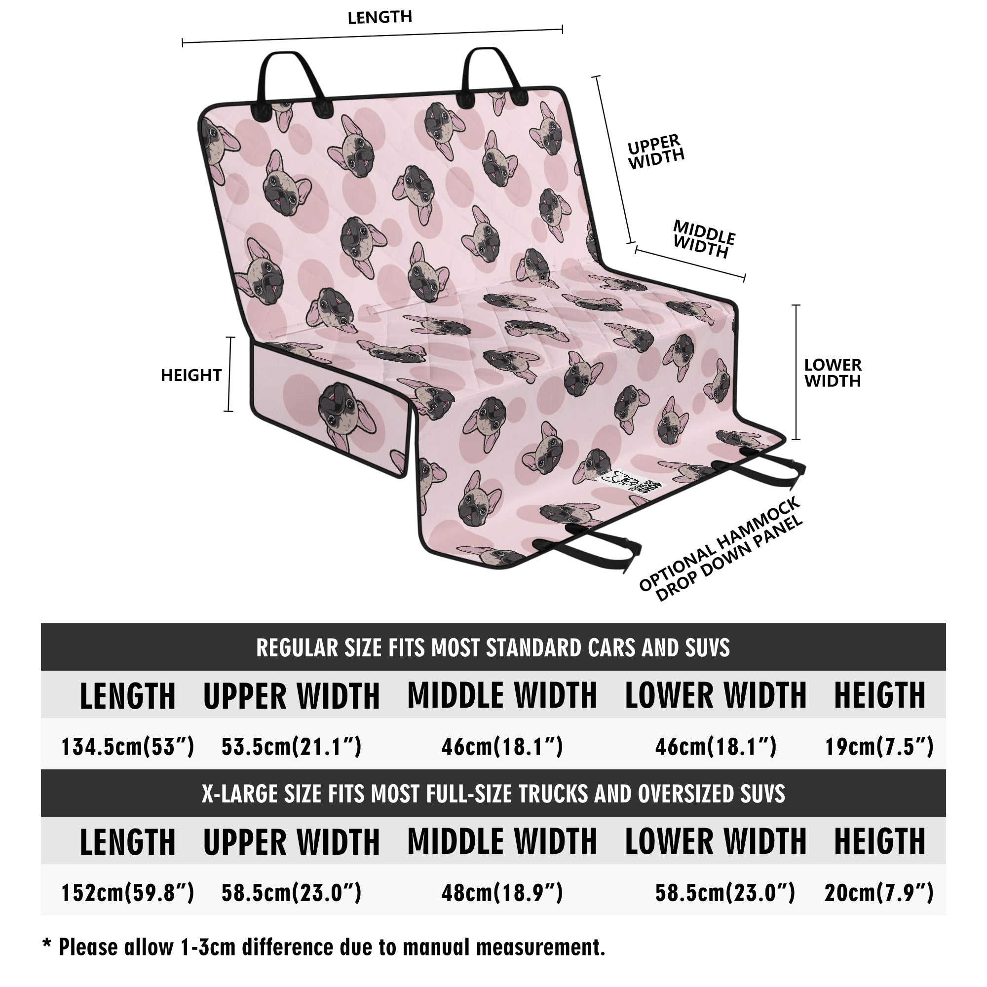 Frenchie-Fan Nickel - Car Pet Seat Covers For French Bulldog for Daily