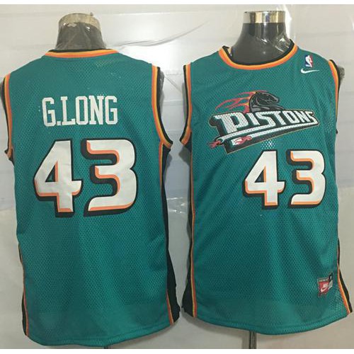 Detroit Pistons #43 Grant Long Green Nike Throwback Stitched NBA Jersey Mens