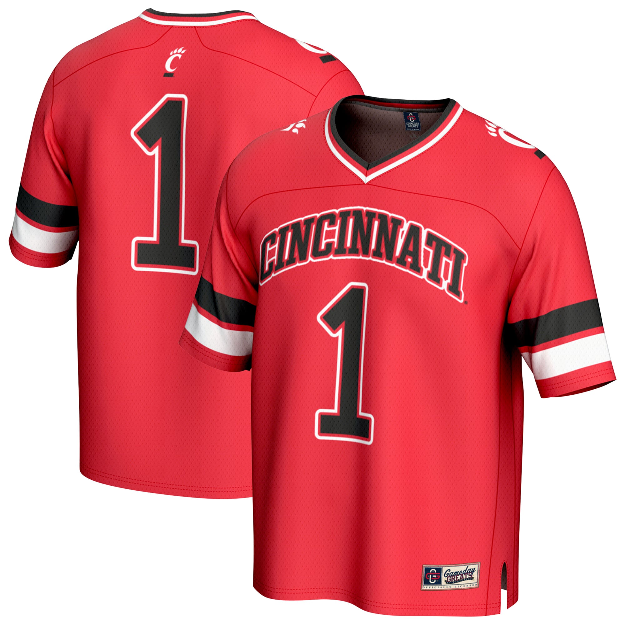 Unisex #1 Red Cincinnati Bearcats Lightweight Collegiate Football Fashion Jersey