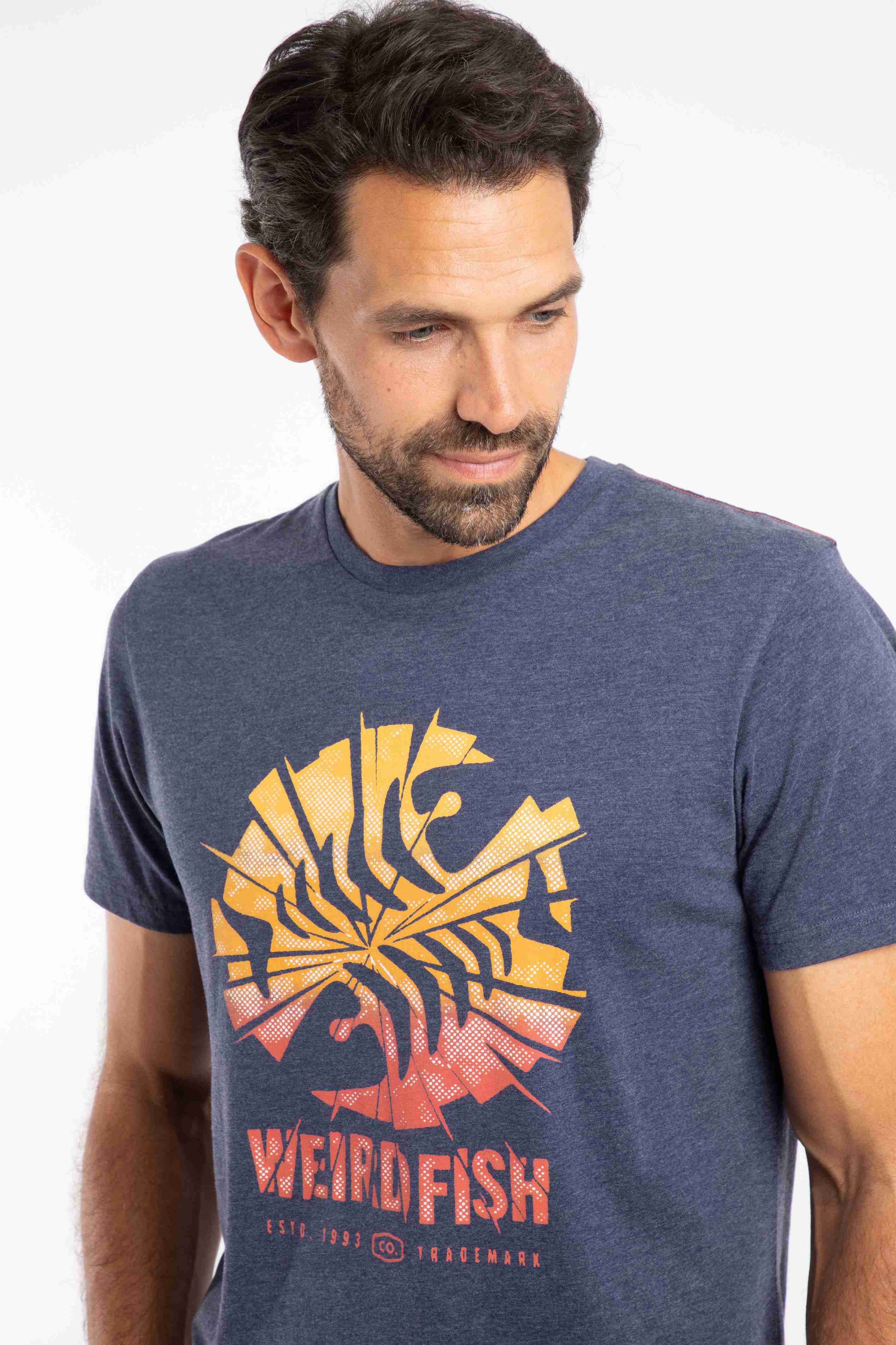 Shatter Front Print Graphic T-Shirt Dark Blue