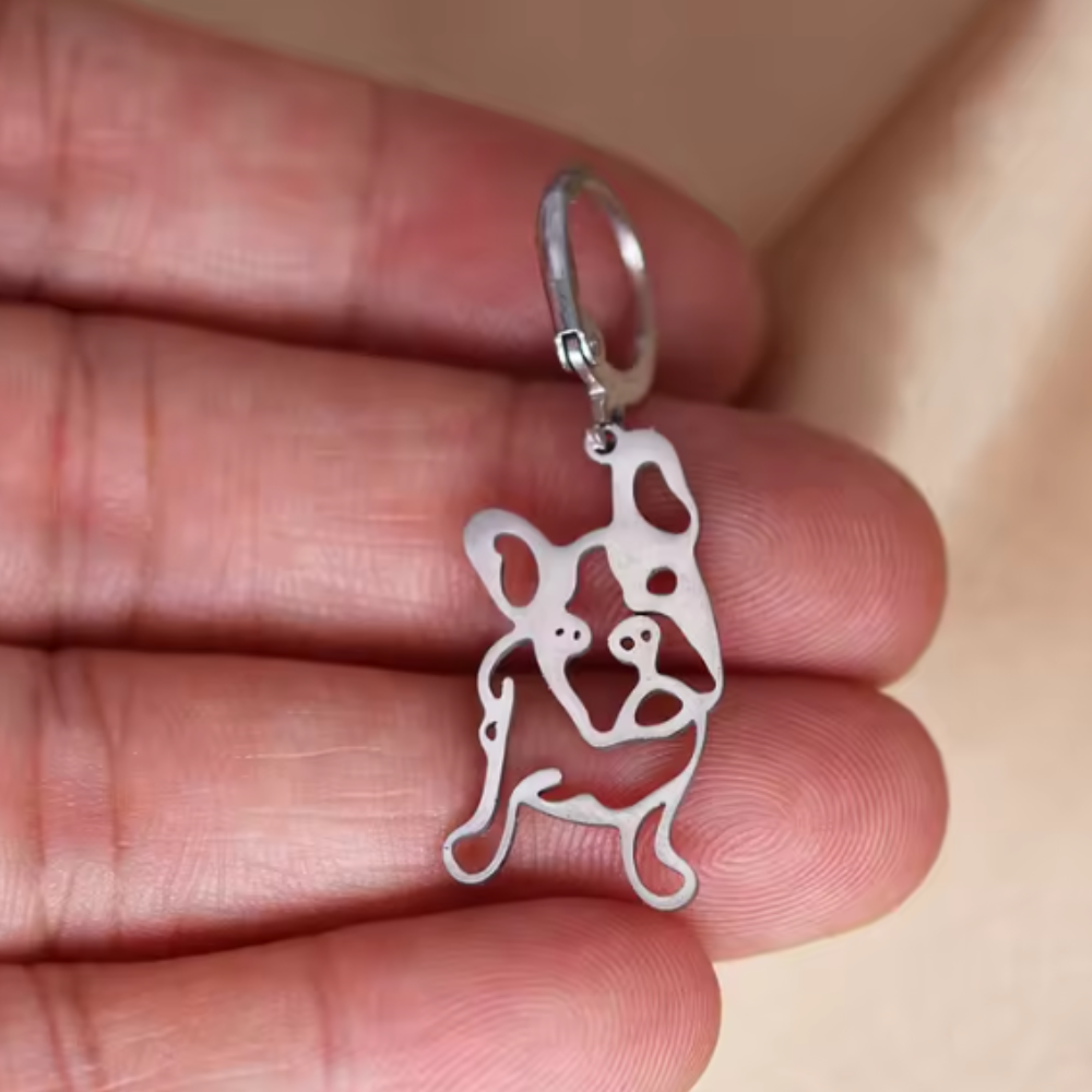 Street-Ready Fregild French Bulldog Earring Silver – Unique Dog Jewel...
