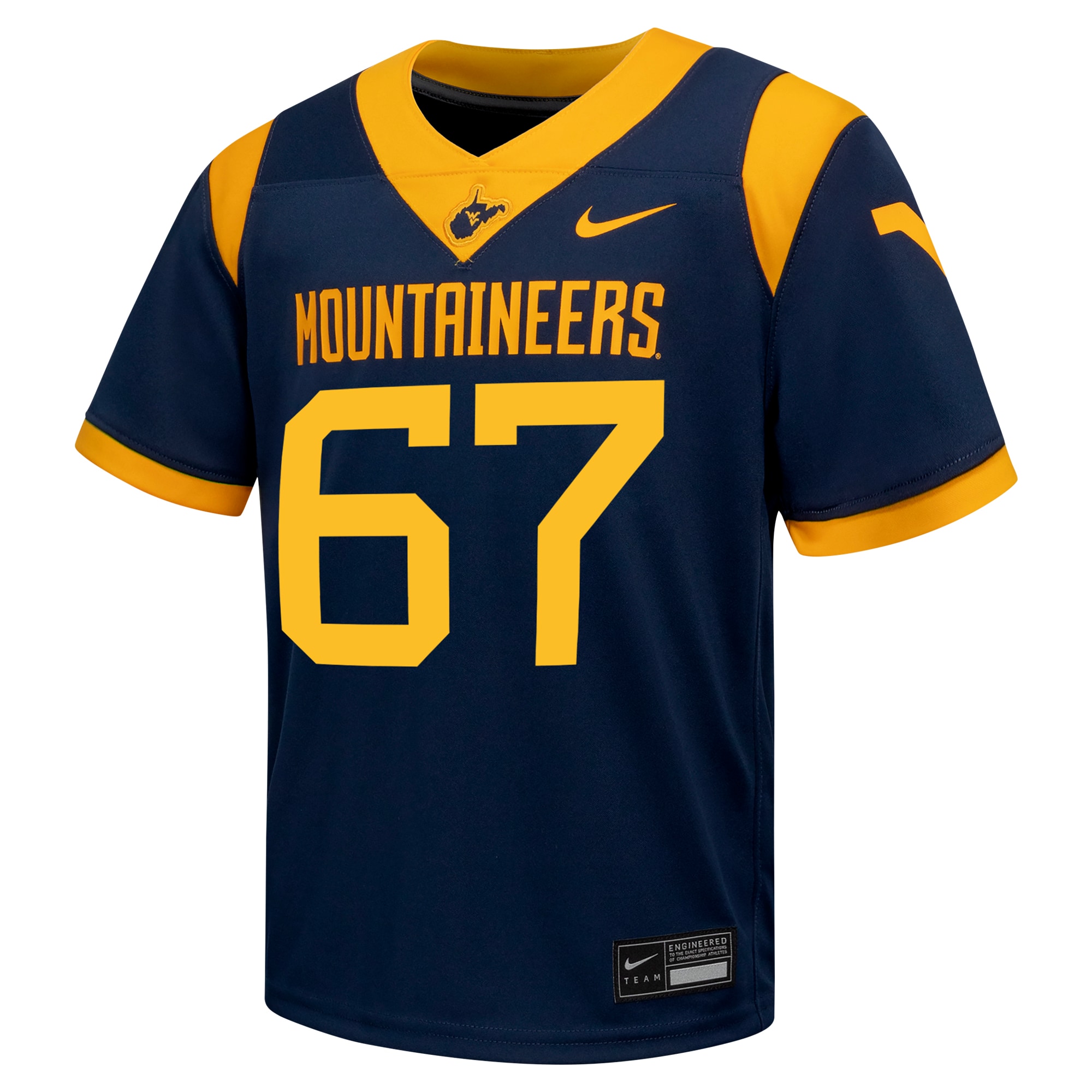 [NJP] West Virginia Mountaineers Youth Untouchable Football Jersey - Navy
