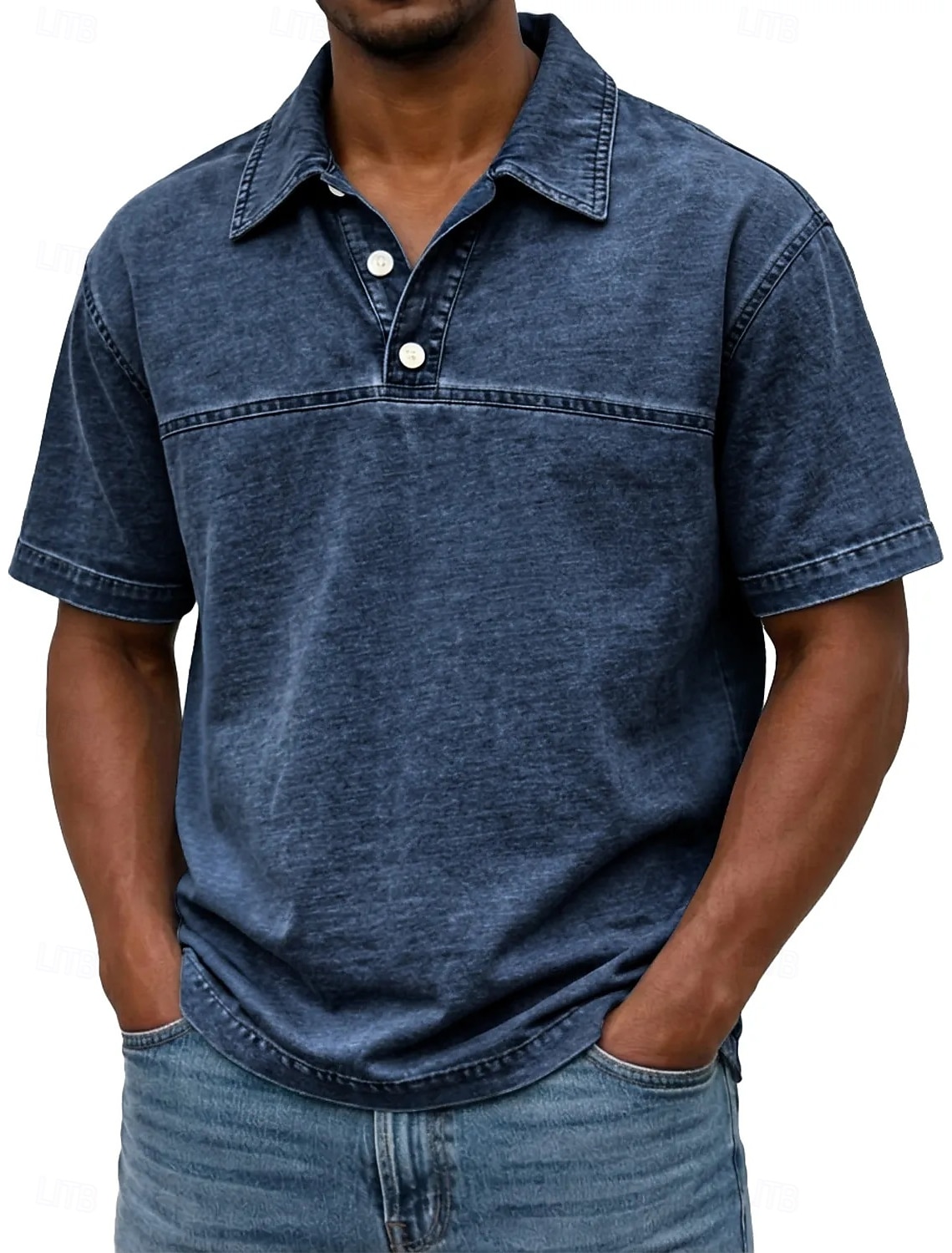 Men's Cotton Polo Shirt Casual Vacation Classic Long Sleeve Fashion