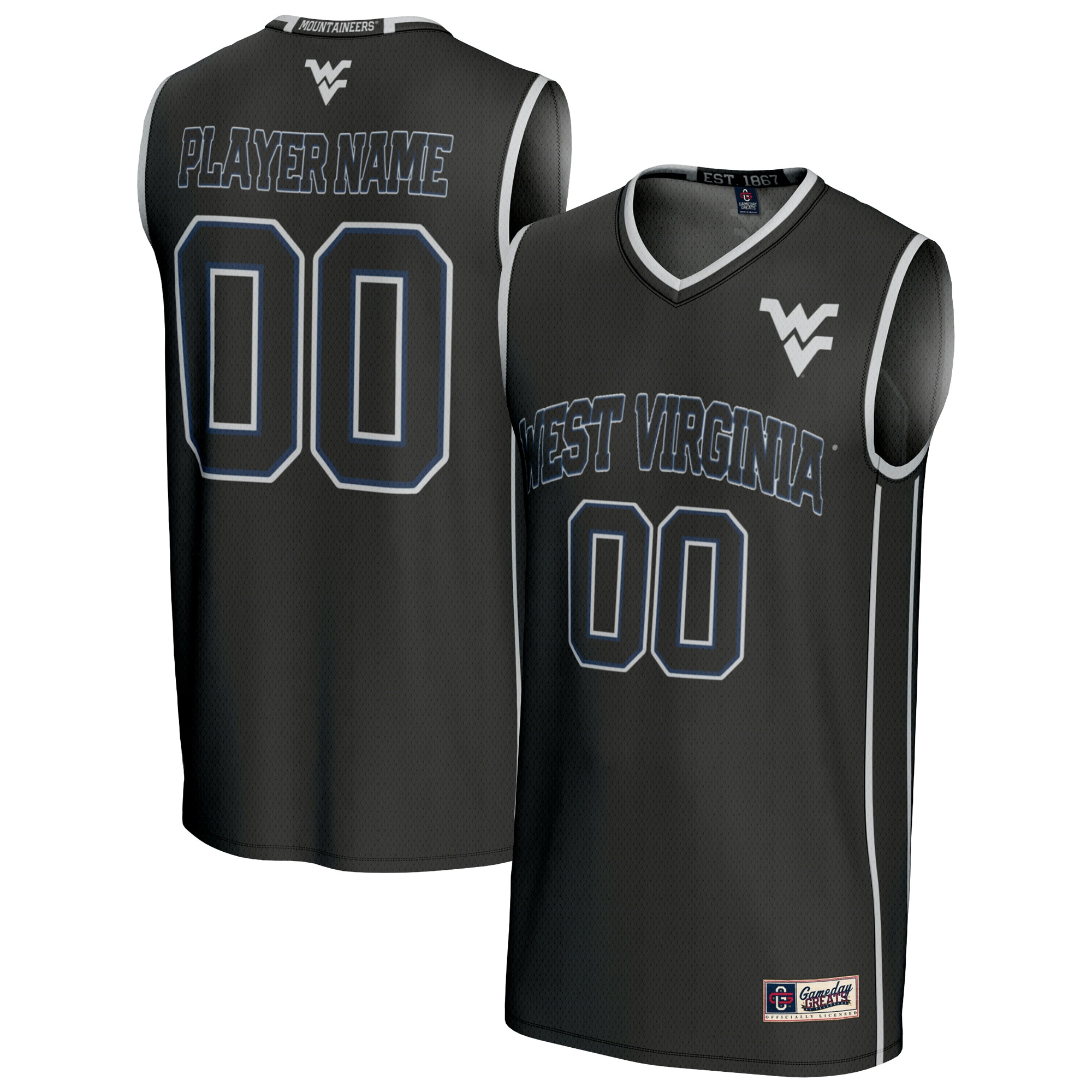 [NJP] West Virginia Mountaineers GameDay Greats Youth Lightweight Collegiate Men's Basketball NIL Pick-A-Player Fashion Jersey - Black